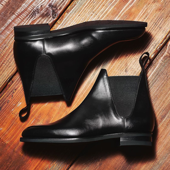 Black Leather Vratsa Slip On Chelsea Boots