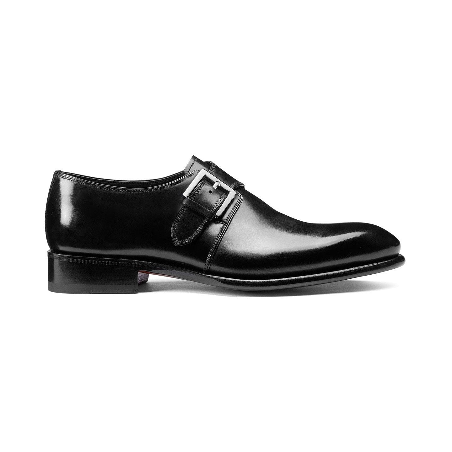 Flat Feet Shoes - Black Leather Bromley Monk Straps with Arch Support