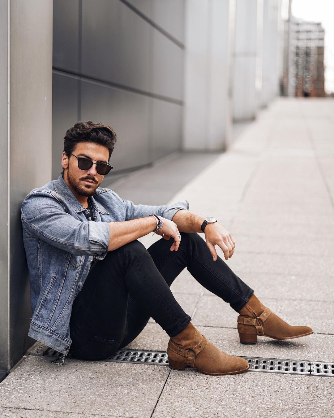 Height Increasing Tan Italian Italian Suede Wanton Slip On Harness Chelsea Boots