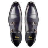 Height Increasing Navy Blue Leather Castle Monk Straps
