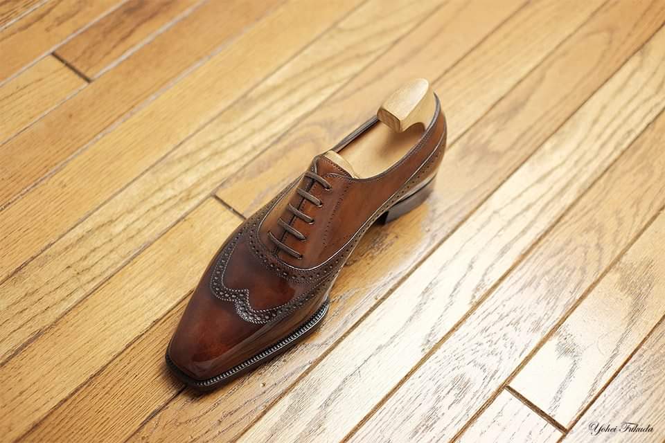 Tan Leather Cedria Brogue Wingtip Oxfords 