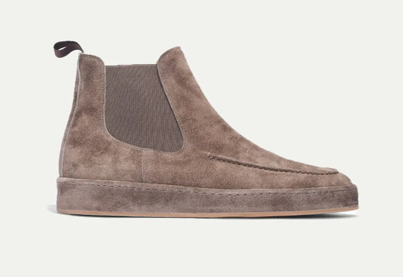 Grey Leather Helios Slip On Chelsea Boots 