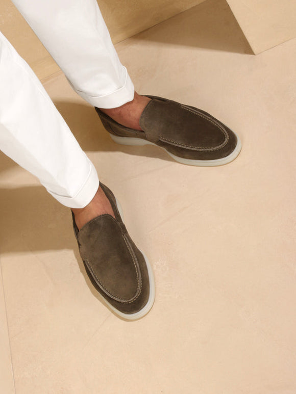 Olive Green Suede Athena Yatch Loafers - SS23
