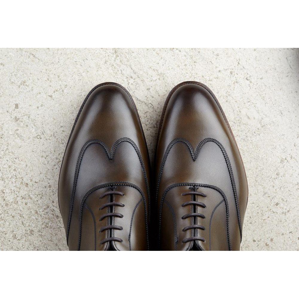 Flat Feet Shoes - Olive Green Leather Gedling Brogue Oxfords with Arch Support