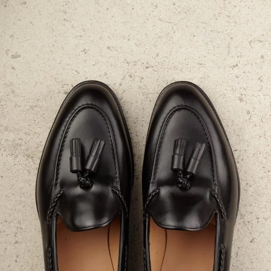 Black San Louis Tassel Brogue Loafers Formal Shoes For Men Model Numbe –  Luxury D'Allure