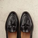 Height Increasing Black Leather Swale Tassel Loafers
