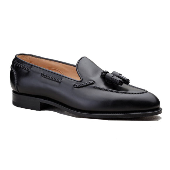 Black Leather Swale Tassel Loafers