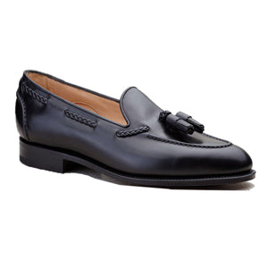 Height Increasing Black Leather Swale Tassel Loafers