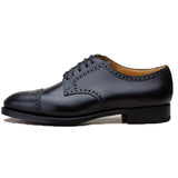 Flat Feet Shoes - Black Leather Friars Brogue Derby Shoes with Arch Support