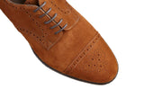Flat Feet Shoes - Tan Suede Friars Brogue Derby Shoes with Arch Support