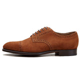 Height Increasing Tan Suede Friars Brogue Derby Shoes