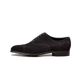 Flat Feet Shoes - Black Suede Waltham Toe Cap Oxfords with Arch Support