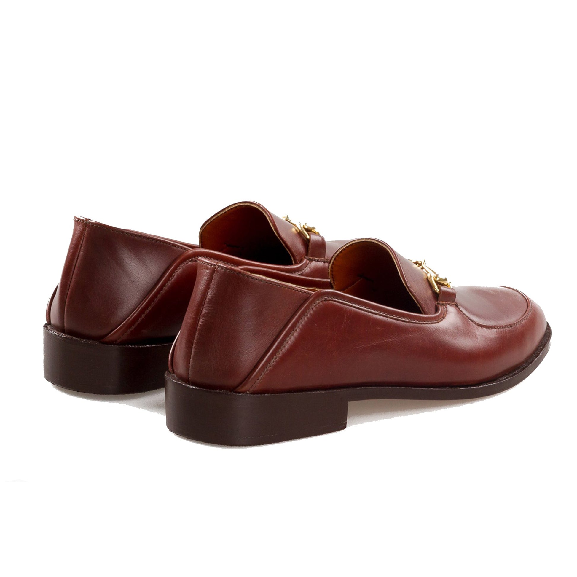 Flat Feet Shoes - Brown Leather Penela Horsebit Collapsible Loafer Slippers with Arch Support