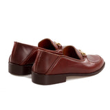 Brown Leather Penela Horsebit Collapsible Loafer Slippers
