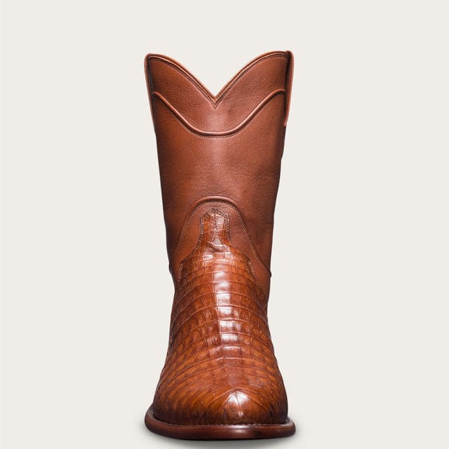 Height Increasing Tan Italian Leather Remington Slip On Western Cowboy Boots