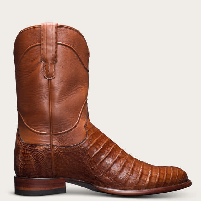 Tan Italian Leather Remington Slip On Western Cowboy Boots