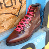Height Increasing Brown Leather Larett Chunky Hiking Combat Boots