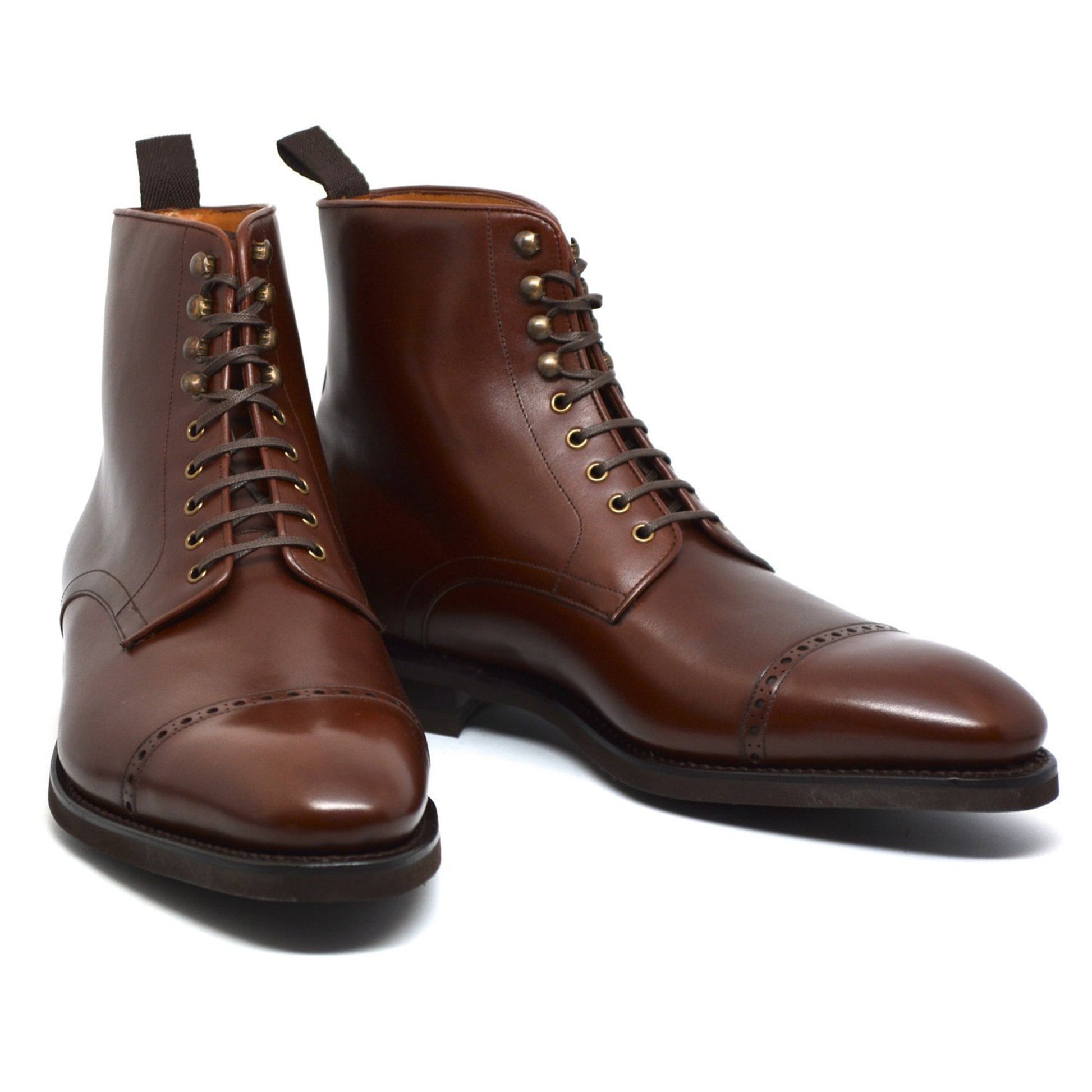 Height Increasing Brown Leather Caldecote Lace Up Boots