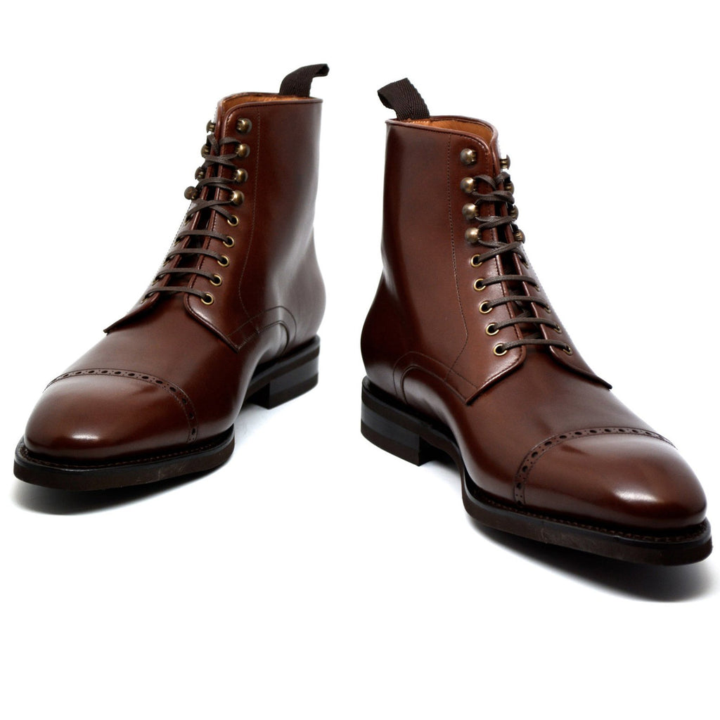 Height Increasing Brown Leather Caldecote Lace Up Boots