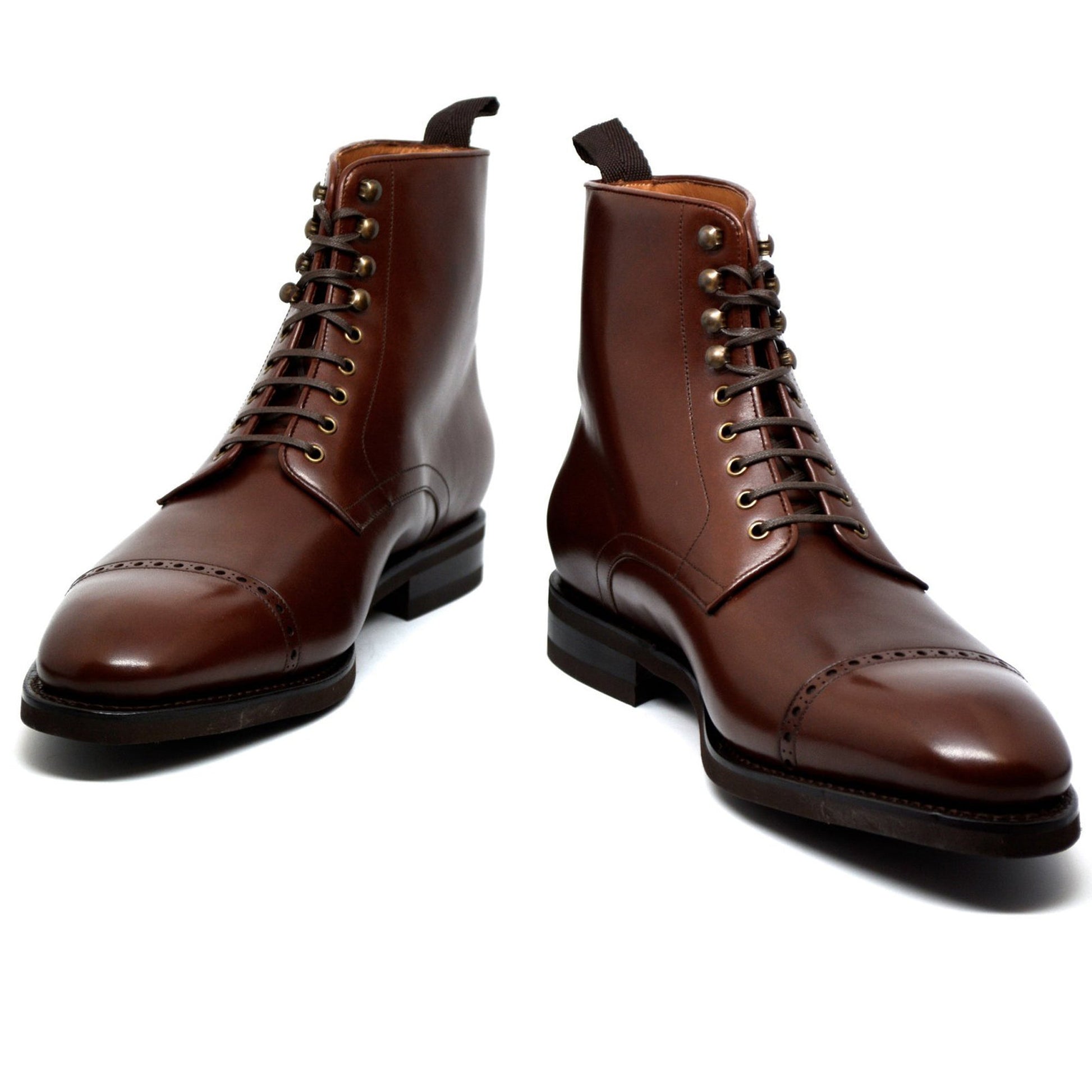 Height Increasing Brown Leather Caldecote Lace Up Boots