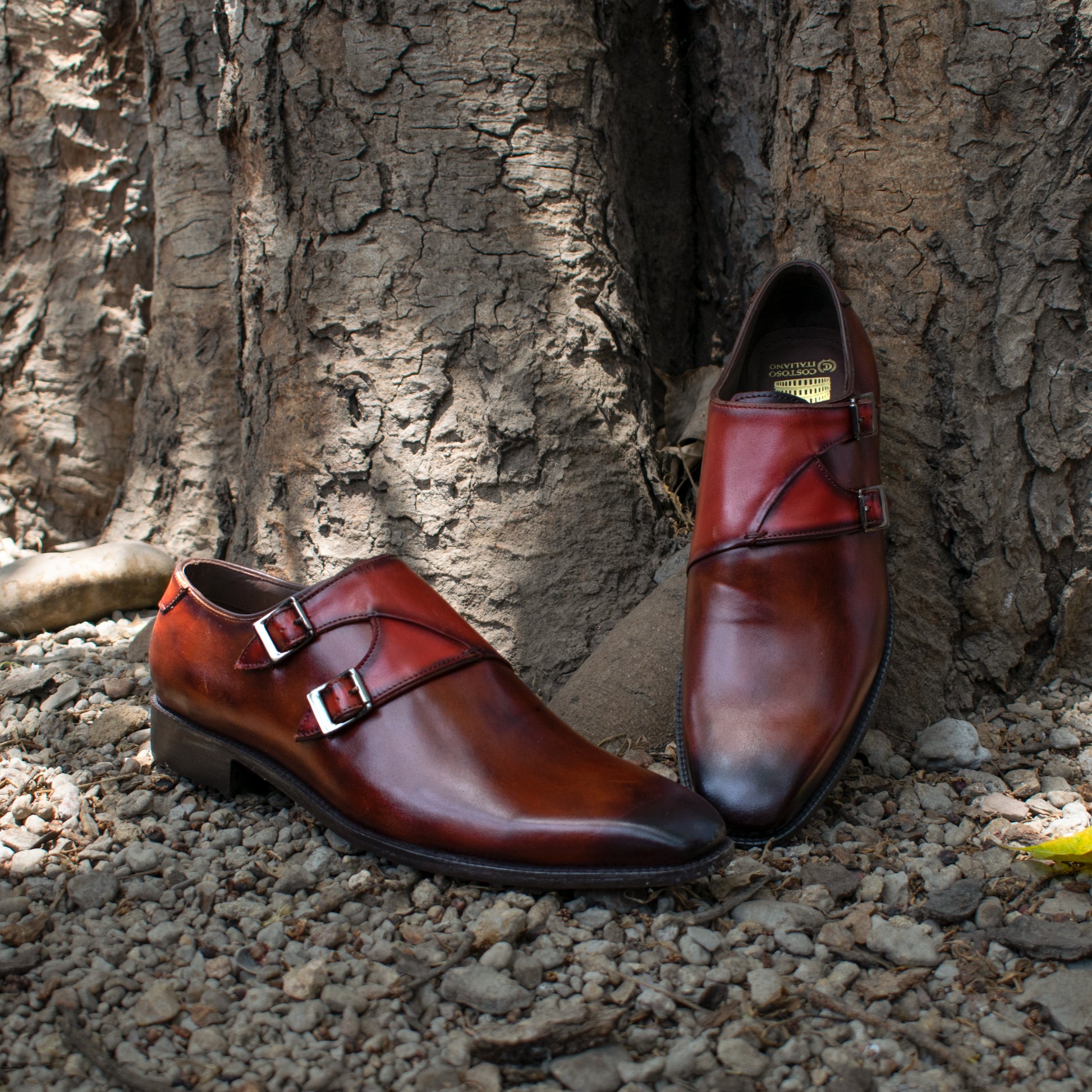 Brown Leather Hartlepool Monk Strap Shoes
