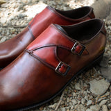 Height Increasing Brown Leather Hartlepool Monk Strap Shoes