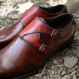 Brown Leather Hartlepool Monk Strap Shoes