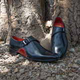 Height Increasing Black Leather Bathurst Monk Straps Shoes