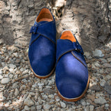 Height Increasing Navy Blue Suede Cheshire Monk Strap Shoes