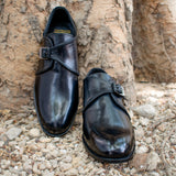 Black Leather Bromley Monk Straps