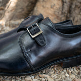 Height Increasing Black Leather Bromley Monk Straps