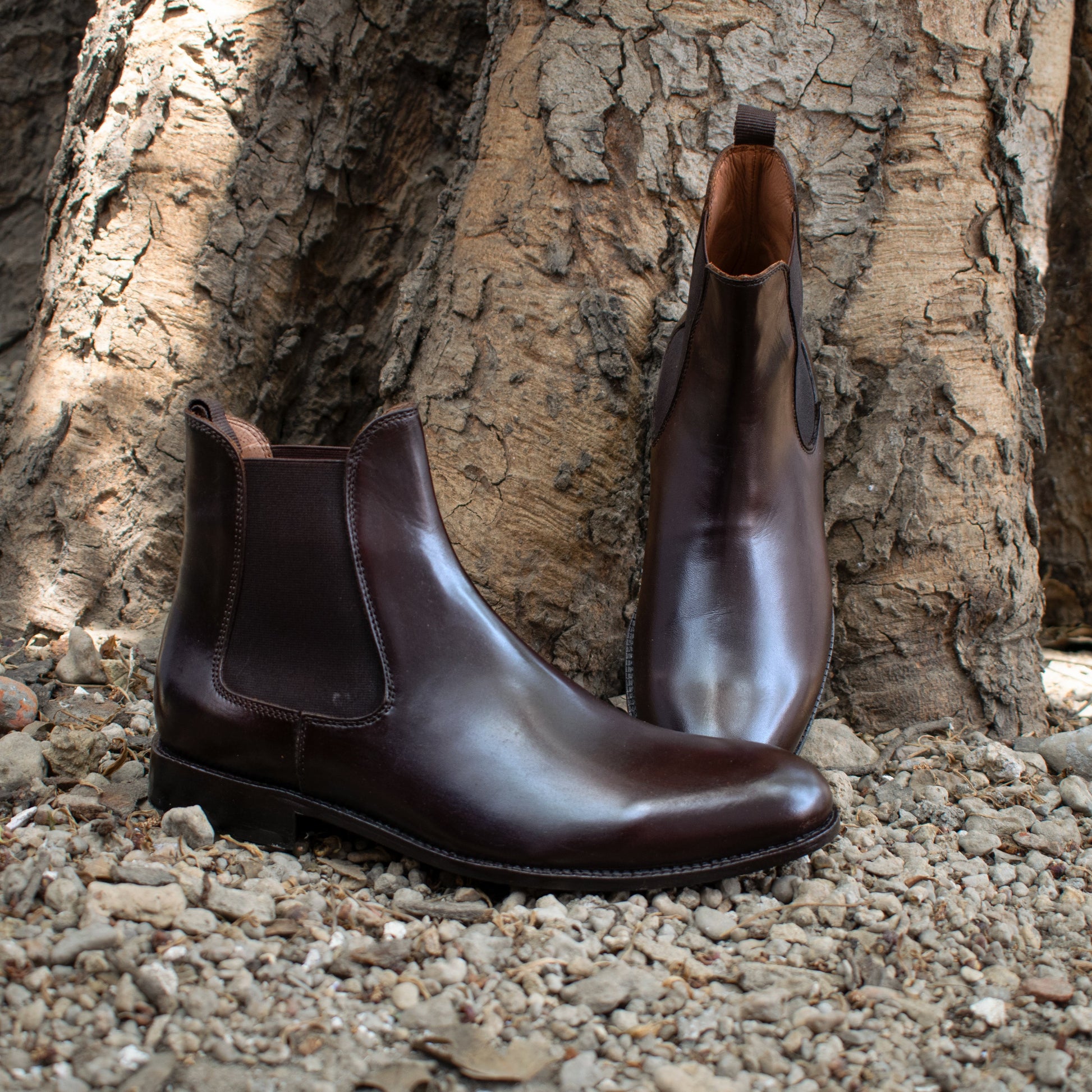Height Increasing Brown Leather Fenland Slip On Chelsea Boots