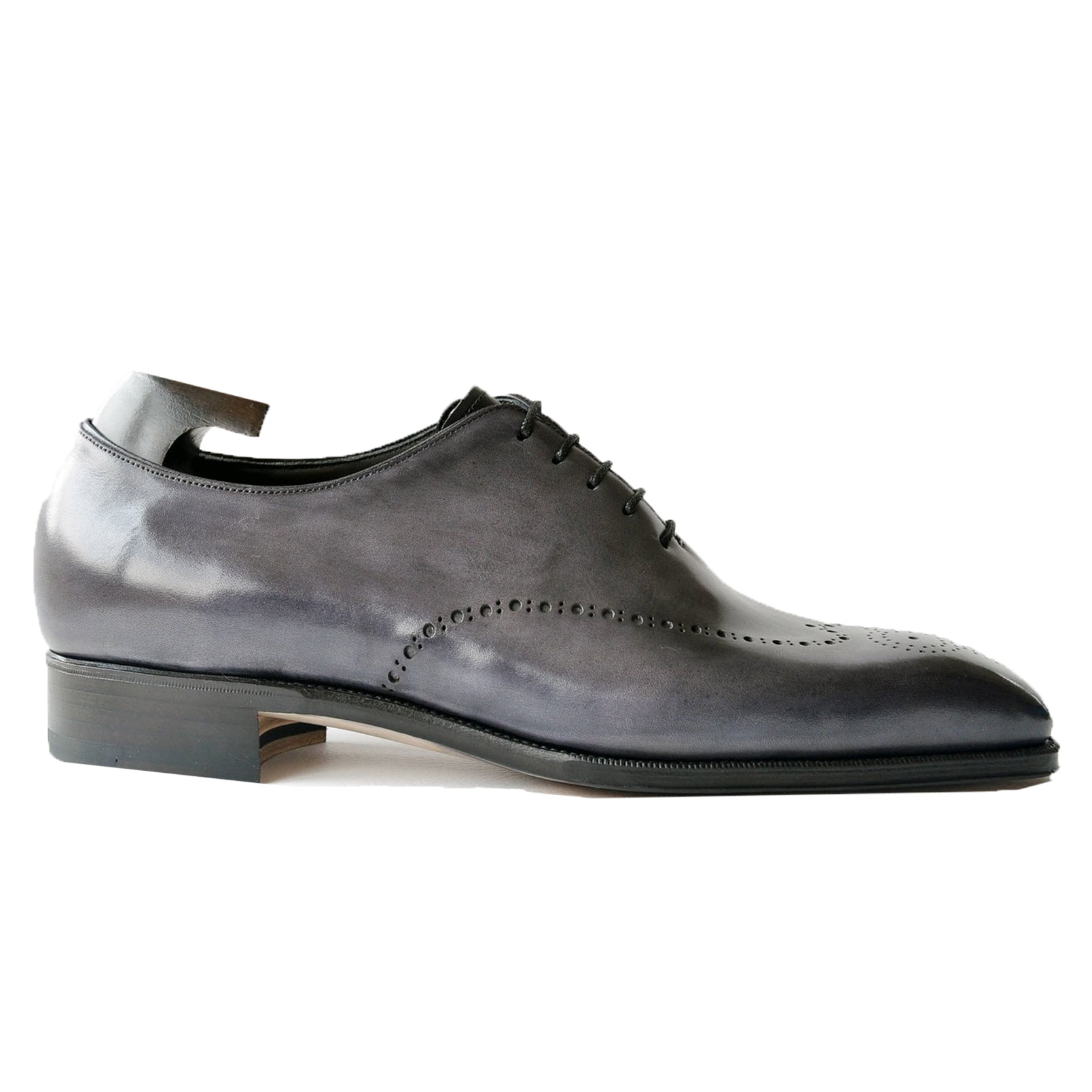 Gray Black Leather Tycoon Oxford Shoes