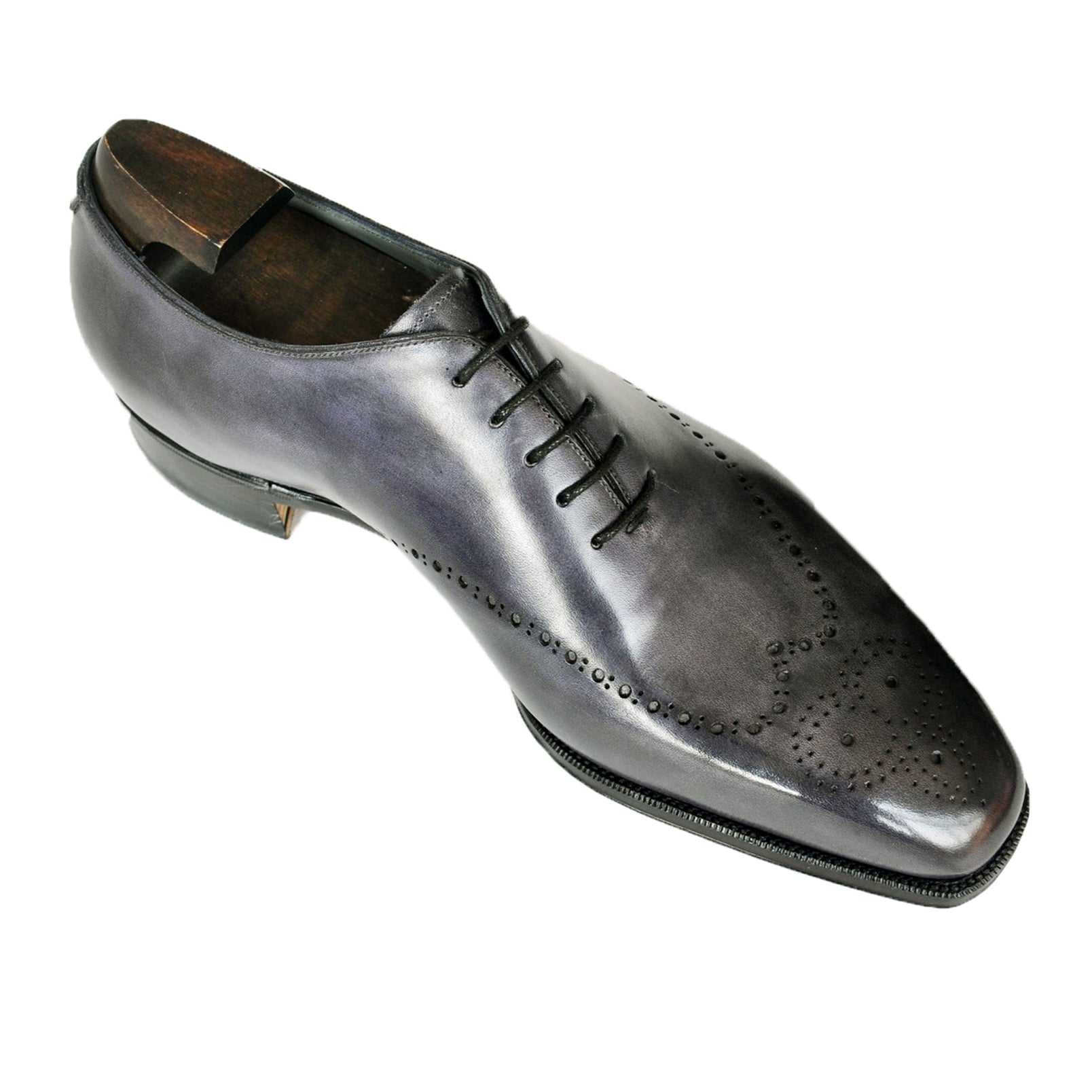 Gray Black Leather Tycoon Oxford Shoes