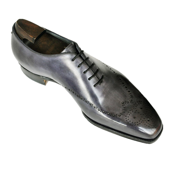 Flat Feet Shoes - Gray Black Leather Tycoon Oxford Shoes with Arch Support