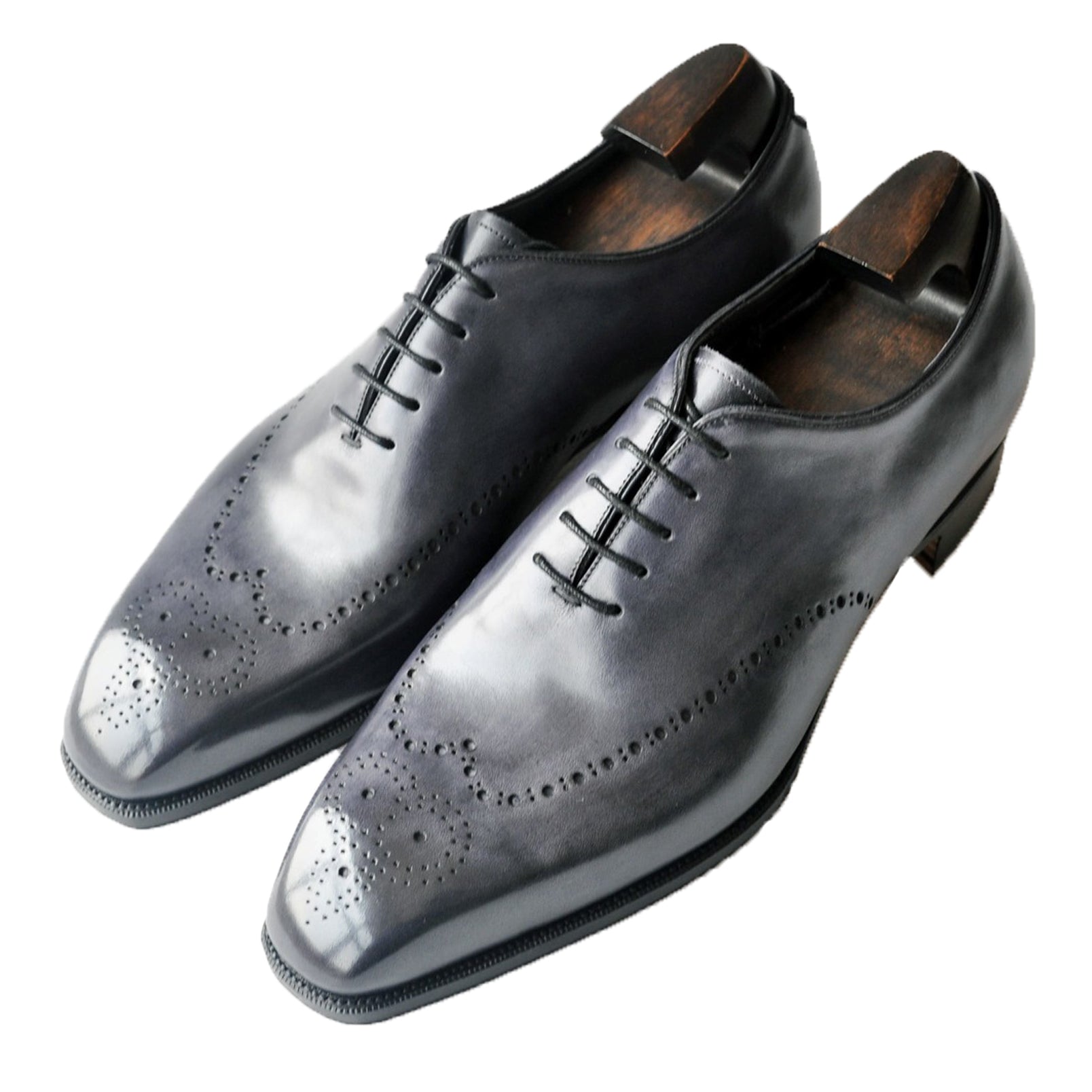 Gray Black Leather Tycoon Oxford Shoes