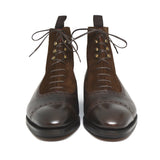 Height Increasing Brown Leather & Suede Clifton Lace Up Boots