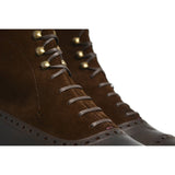 Flat Feet Shoes - Brown Leather & Suede Clifton Lace Up Boots with Arch Support