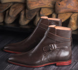 Height Increasing Brown Leather Albon Slip On Jodhpur Boots