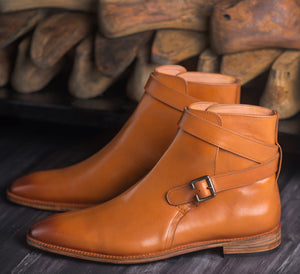 Height Increasing Tan Leather Albon Slip On Jodhpur Boots