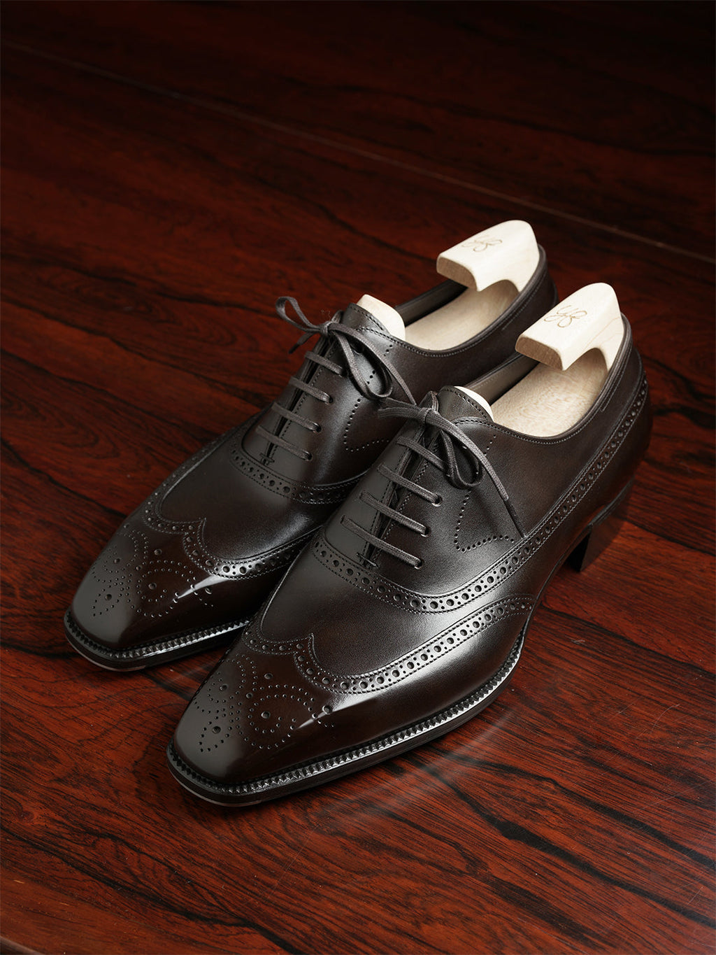 Brown Leather Cedria Brogue Wingtip Oxfords