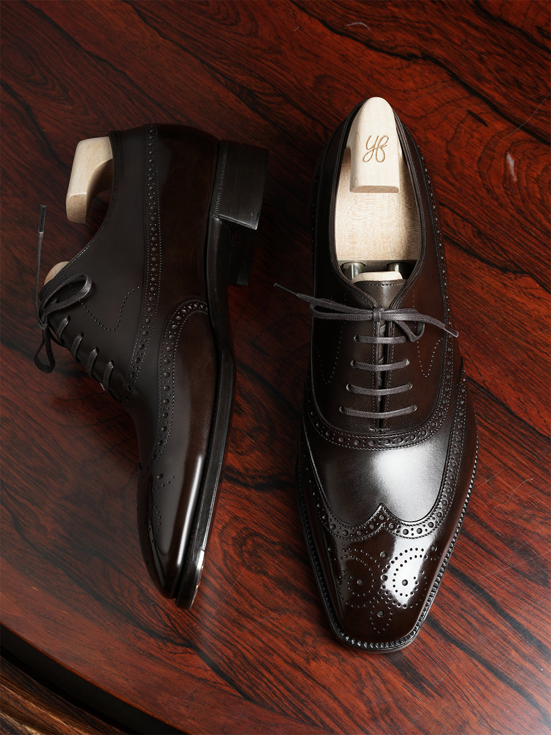 Brown Leather Cedria Brogue Wingtip Oxfords
