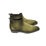 Goodyear Welted Cadaval Green Suede Chelsea Boot with Violin Leather Sole