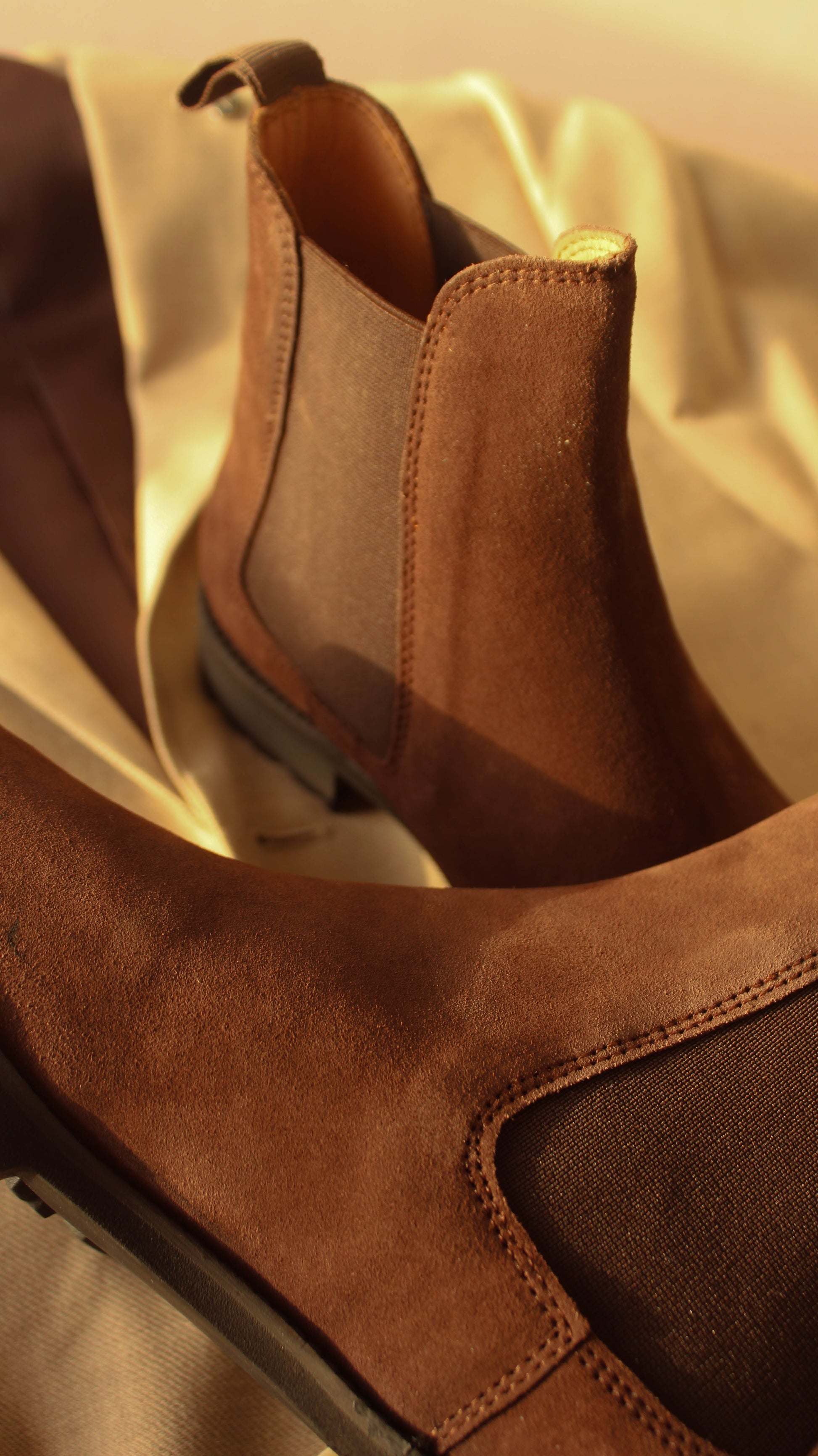 Brown Suede Leather Ferneto Chunky Chelsea Boots