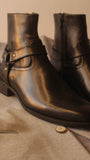 Black Leather Fabrigo Harness Chelsea Boots