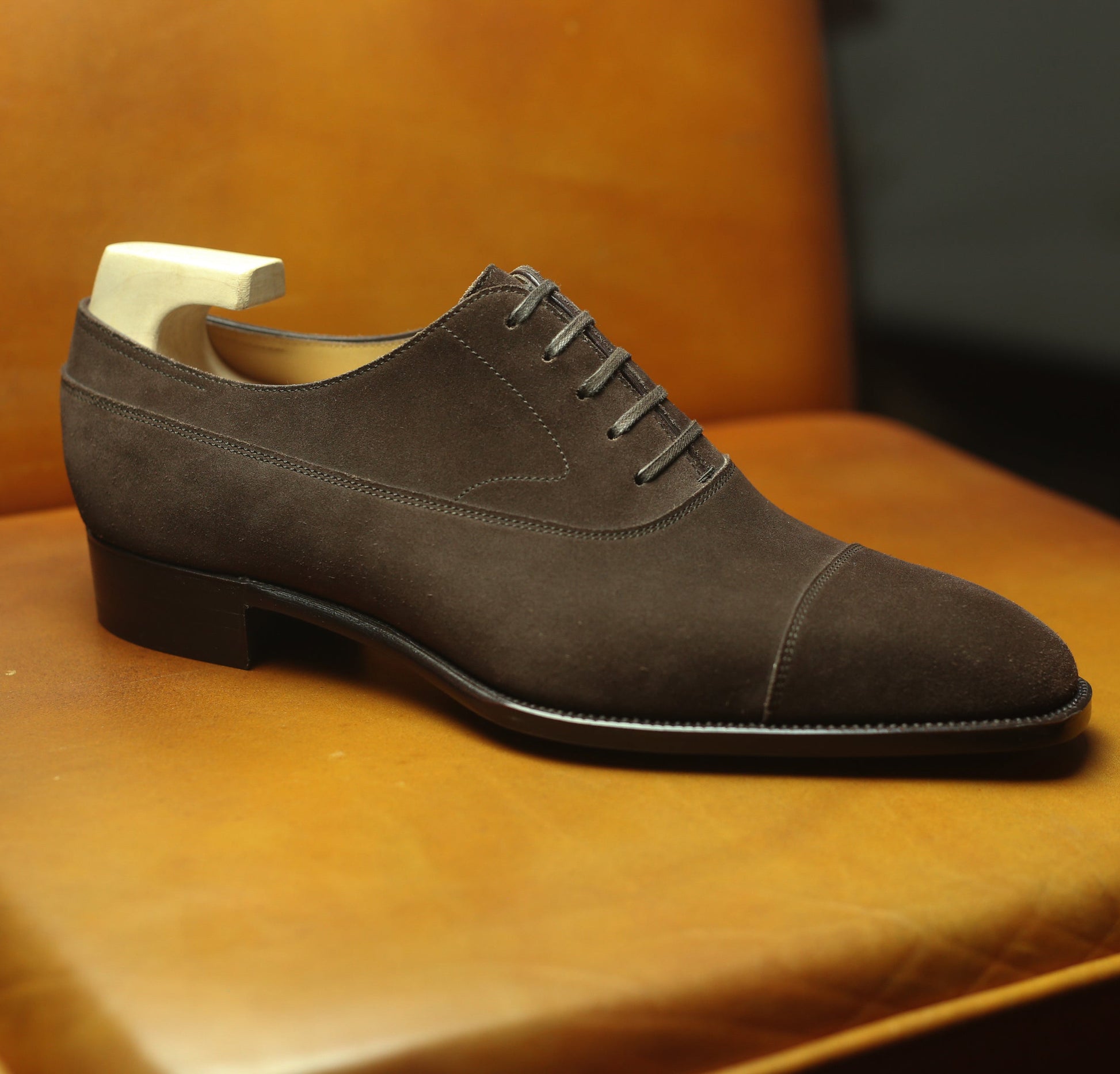 Brown Suede Cedara Brogue Toe Cap Oxfords