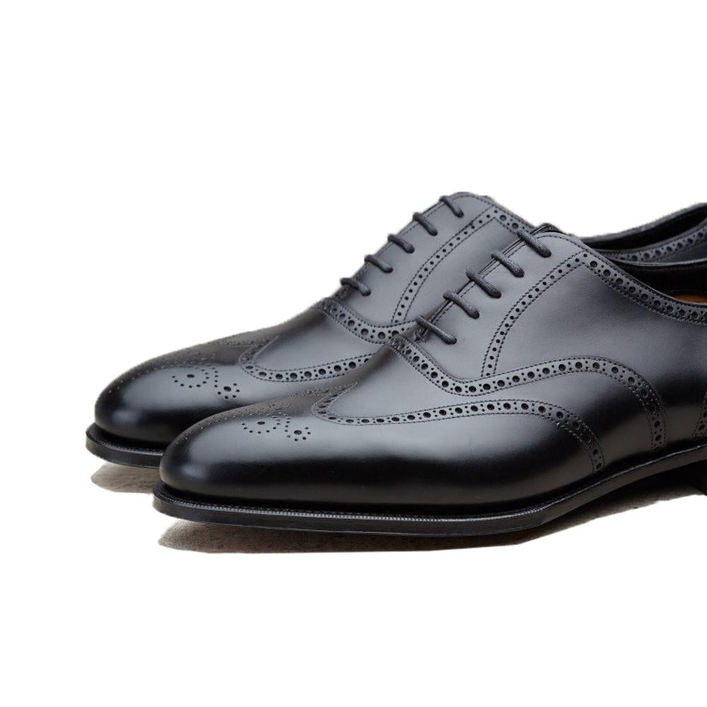 Flat Feet Shoes - Black Leather Gedling Brogue Oxfords with Arch Support