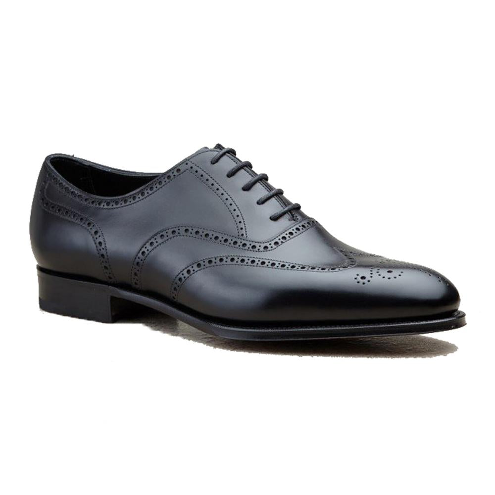 Flat Feet Shoes - Black Leather Gedling Brogue Oxfords with Arch Support