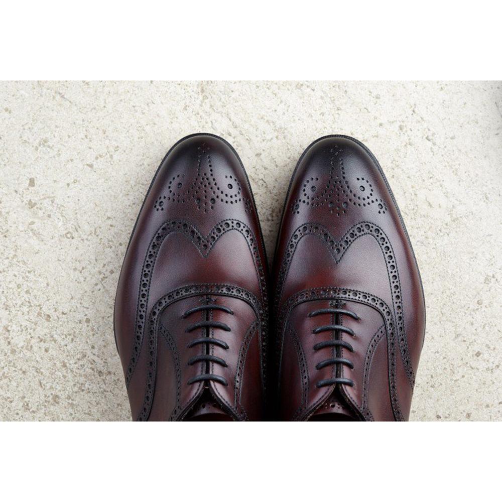 Flat Feet Shoes - Mahogany Brown Leather Gedling Brogue Oxfords with Arch Support