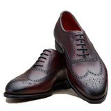Flat Feet Shoes - Mahogany Brown Leather Gedling Brogue Oxfords with Arch Support